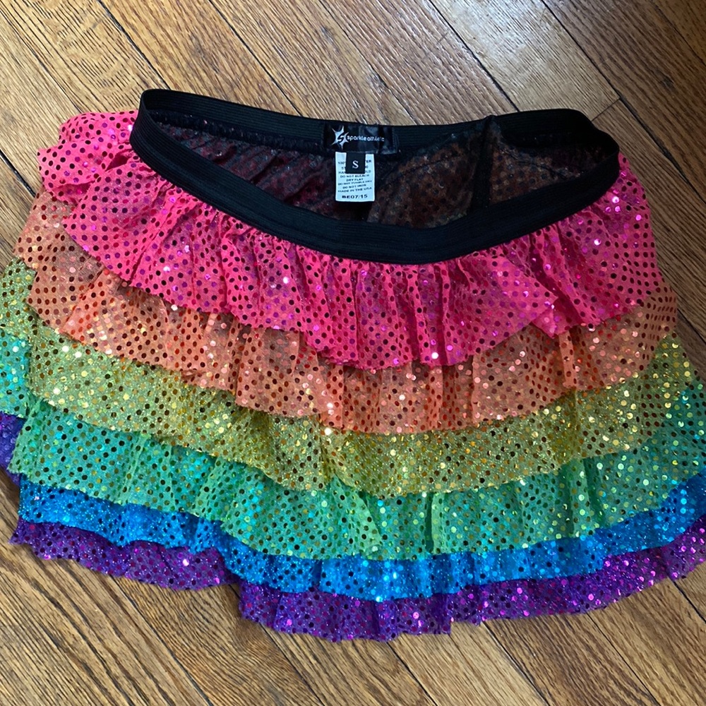 Sparkle Athletic neon rainbow ruffle sparkle skirt